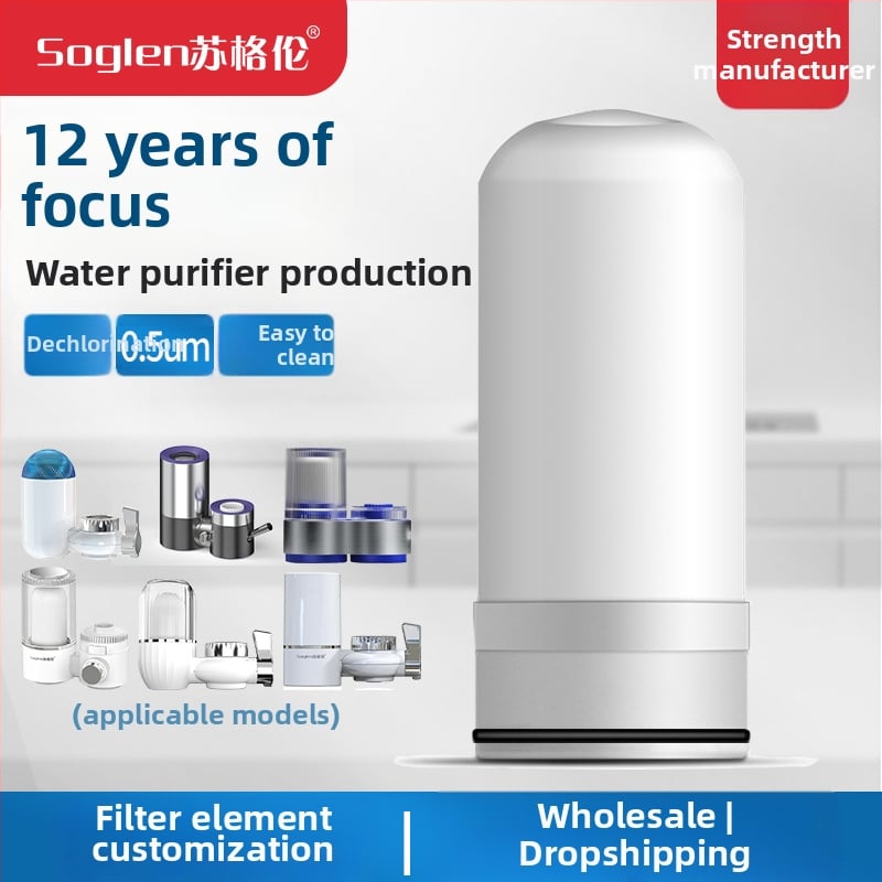 Vandens valymo filtro elemento – Soglen, keramikinė medžiaga, 2 L talpa, visiškai skaidrus čiaupo filtro elemento