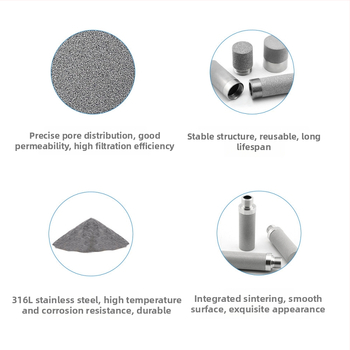 316L nerūdijančio plieno porėtas sinteruotas filtravimo elemento - aukštos temperatūros atsparumas, korozijos atsparumas, poringumas 15-45%, slėgio atsparumas 3-5 MPa