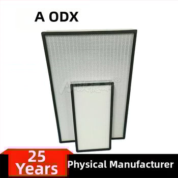 Φίλτρο με πλάκες και πλαίσιο για βιομηχανική αεροφιλτράρισμα, αναδιπλούμενο στοιχείο φιλτραρίσματος, ίνες γυαλιού και χαρτί φιλτραρίσματος, θερμοκρασία λειτουργίας 500