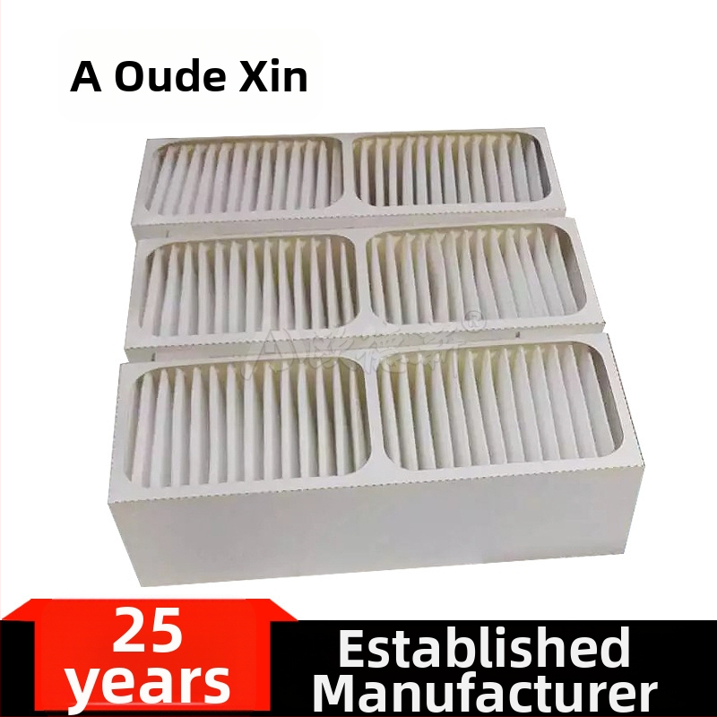 Φίλτρο με πλάκες και πλαίσιο για βιομηχανική αεροφιλτράρισμα, αναδιπλούμενο στοιχείο φιλτραρίσματος, ίνες γυαλιού και χαρτί φιλτραρίσματος, θερμοκρασία λειτουργίας 500