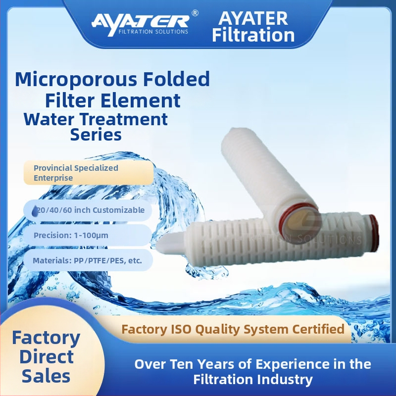 Στοιχείο φίλτρου για PP μικροπορωτική μεμβράνη, pleated δομή, PTFE, 0.22 μm, διεπαφή 226