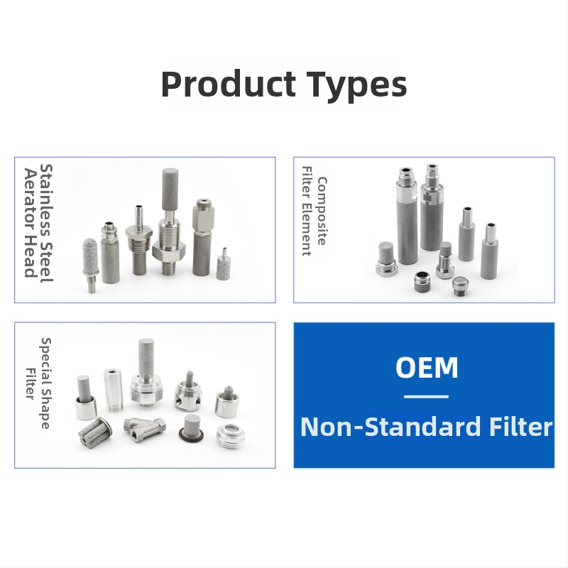 316L roostevabast terasest keermestatud filtrielement, pulverkandis-sinteriseeritud filter, kõrge temperatuur, mikronitaseme täpsus, 98% adsorptsioon, poorsus 35–45%