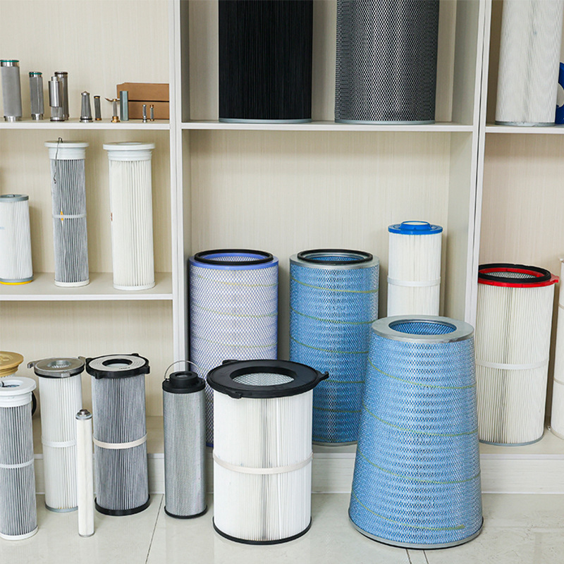 Αποδοτικός φιλτρός κάρτριτζ σκόνης, πολυεστερικό πλέγμα, διπλωμένο στοιχείο φιλτραρίσματος, μοντέλο με επίστρωση E, μέγιστη θερμοκρασία λειτουργίας 150