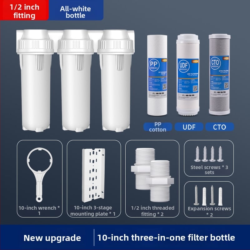 Priešfiltras vandens valytuvas, trijų etapų filtro buteliukas, PP/PET, prekės ženklas One Billion Hours