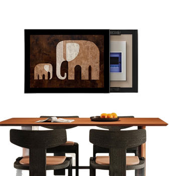 Dekoratyvinis įrėmintas paveikslas elektrinio skaitiklio dėžei su dramblio motyvu, krištolo porcelino tapyba, inkjet spausdinimas, viduramžių stilius, tinkamas svetainei ar restoranui