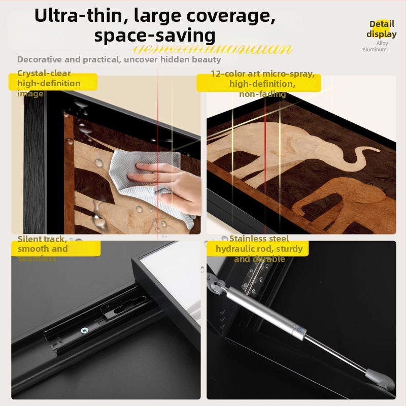 Dekoratyvinis įrėmintas paveikslas elektrinio skaitiklio dėžei su dramblio motyvu, krištolo porcelino tapyba, inkjet spausdinimas, viduramžių stilius, tinkamas svetainei ar restoranui