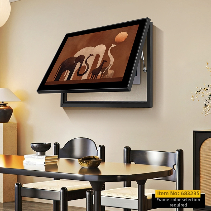 Dekoratyvinis įrėmintas paveikslas elektrinio skaitiklio dėžei su dramblio motyvu, krištolo porcelino tapyba, inkjet spausdinimas, viduramžių stilius, tinkamas svetainei ar restoranui