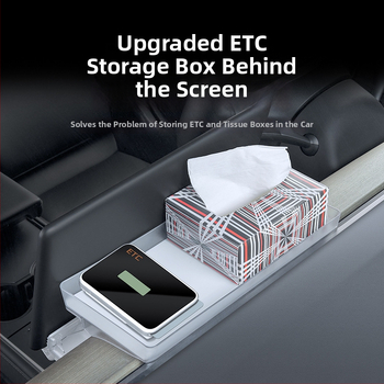 Tesla centrinės konsolės laikymo dėžutė su servetėlių laikikliu ir ETC laikikliu, TPE medžiaga, atsparus vandeniui, prietaisų skydeliui, modelis WL-01