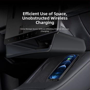 Tesla centrinės konsolės laikymo dėžutė su servetėlių laikikliu ir ETC laikikliu, TPE medžiaga, atsparus vandeniui, prietaisų skydeliui, modelis WL-01