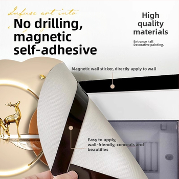 Dekoratyvinis paveikslas skaitiklio dėžutėje — magnetinis tvirtinimas, be gręžimo, be rėmo, gėlių motyvas, odinės dažų pagrindas