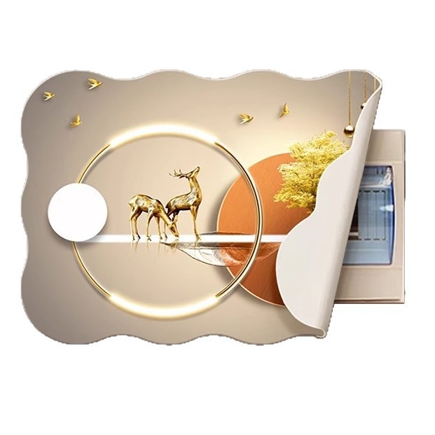 Dekoratyvinis paveikslas skaitiklio dėžutėje — magnetinis tvirtinimas, be gręžimo, be rėmo, gėlių motyvas, odinės dažų pagrindas