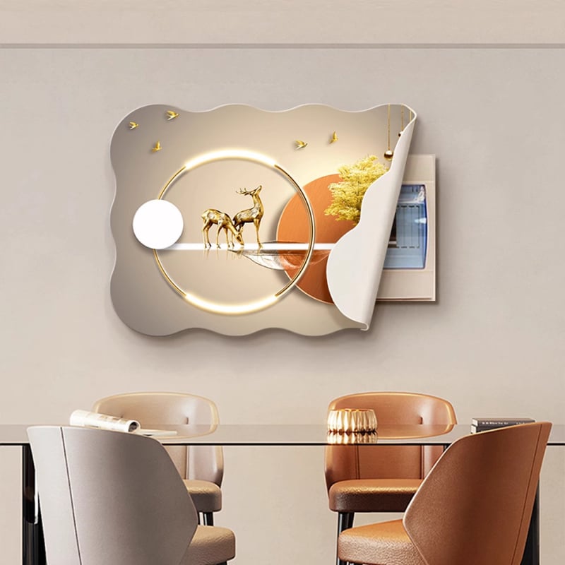 Dekoratyvinis paveikslas skaitiklio dėžutėje — magnetinis tvirtinimas, be gręžimo, be rėmo, gėlių motyvas, odinės dažų pagrindas