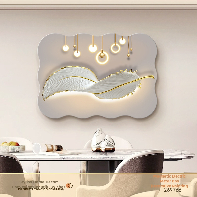 Dekoratyvinis paveikslas skaitiklio dėžutėje — magnetinis tvirtinimas, be gręžimo, be rėmo, gėlių motyvas, odinės dažų pagrindas