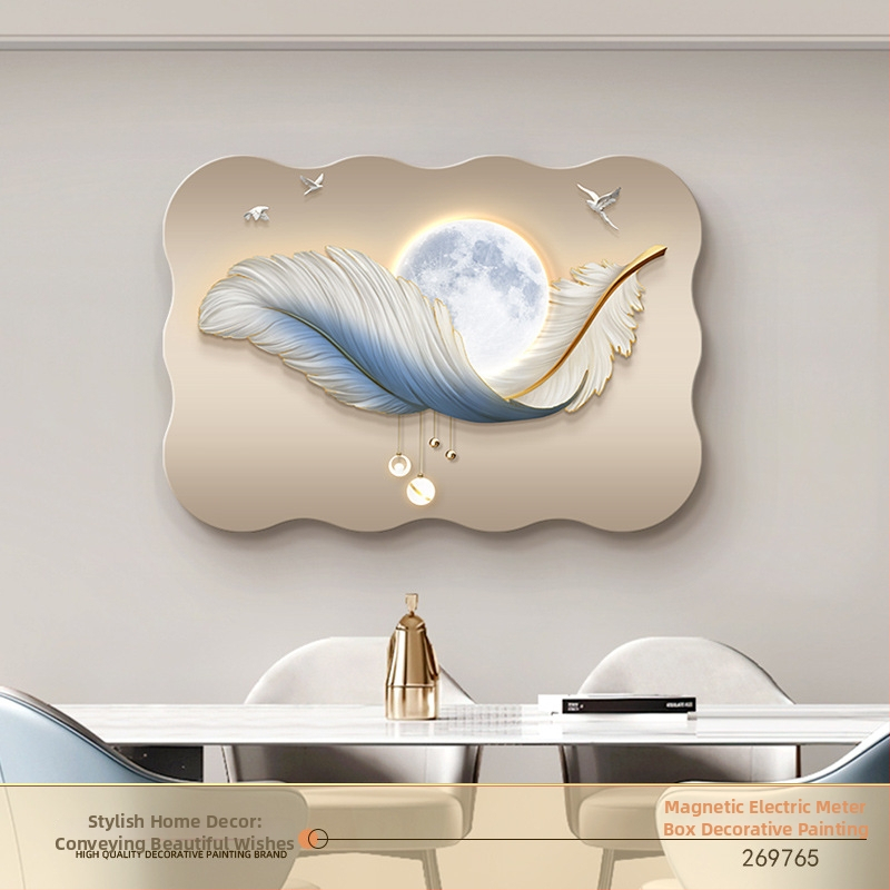 Dekoratyvinis paveikslas skaitiklio dėžutėje — magnetinis tvirtinimas, be gręžimo, be rėmo, gėlių motyvas, odinės dažų pagrindas