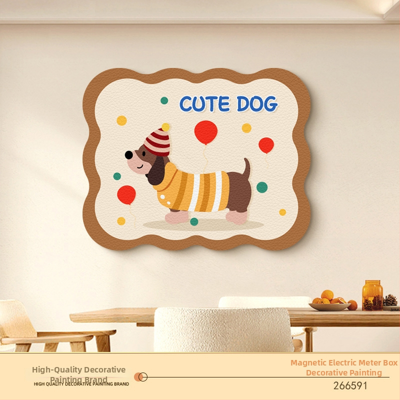 Dekoratyvinis paveikslas skaitiklio dėžutėje — magnetinis tvirtinimas, be gręžimo, be rėmo, gėlių motyvas, odinės dažų pagrindas