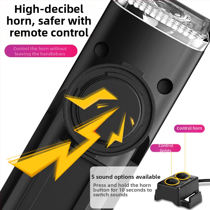 Be laidų dviračio šviesa su Type-C įkrovimu, dviračio skaitiklis ir ragų šviesa — daugiafunkcinis kalnų dviračio priedas