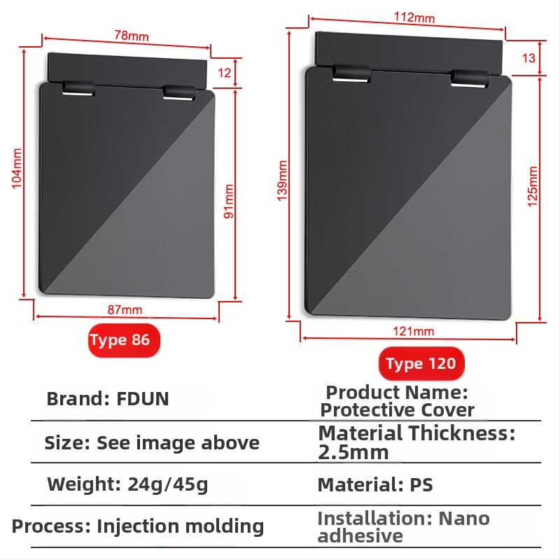 Centrinio oro kondicionieriaus šešėlinio panelio apsauginis gaubtas, skirtas jungiklio dėžei ir termostatui — apsauga nuo netyčinio prisilietimo, atsparus purslams vonioje