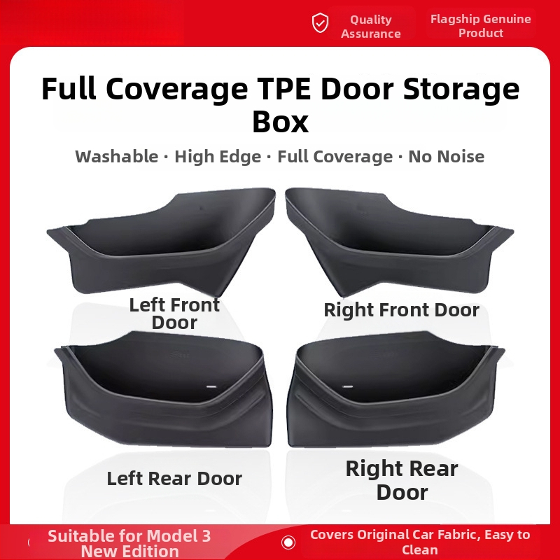 Tesla Model Y durų rankenos saugojimo dėžutė (6 vietos) – skirta keturioms durims, plastikinė, atspari vandeniui, atspari spaudimui