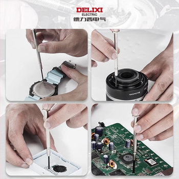 Delixi electric atsuktuvų rinkinys laikrodžiams, akinėms ir mobiliems telefonams – CR-V plienas, be izoliacijos