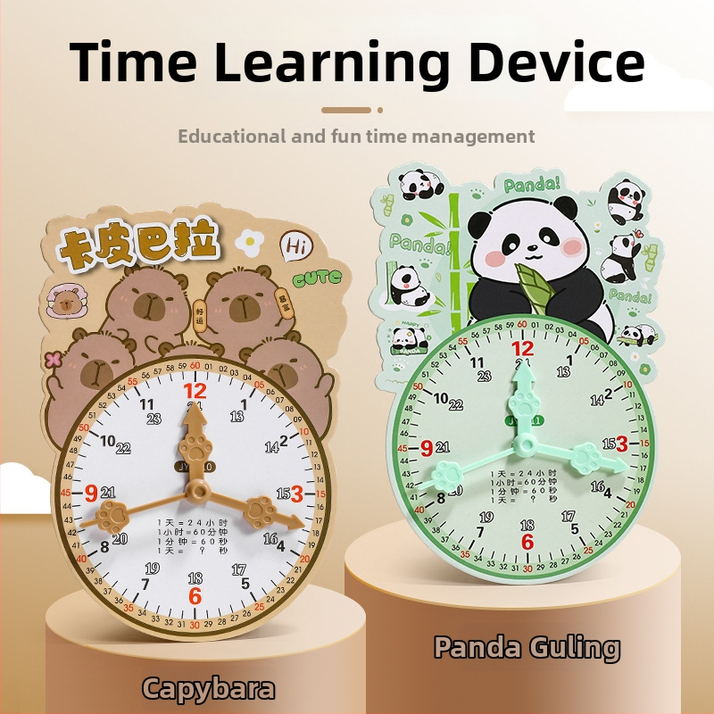 Švietėjiškas laikrodžio modelis laikui įsisavinti – kartonas/plastikas, skirtas 7–14 metų vaikams; pakuotė tinkliname maiše; skatina intelektinę plėtrą, praktinį mokymą ir interaktyvią žaidą.