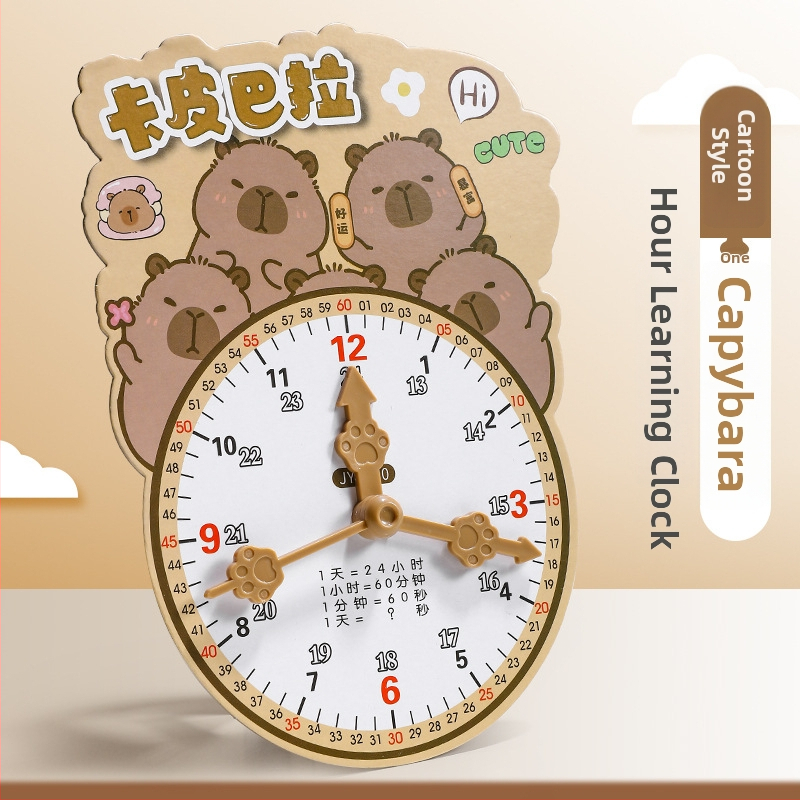 Švietėjiškas laikrodžio modelis laikui įsisavinti – kartonas/plastikas, skirtas 7–14 metų vaikams; pakuotė tinkliname maiše; skatina intelektinę plėtrą, praktinį mokymą ir interaktyvią žaidą.