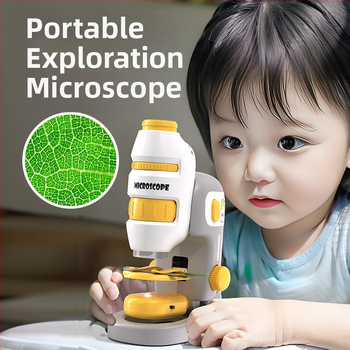 Laste mikroskoop 3-ühes, kompaktne hariv mänguasi, plastmassist, DIY-sõbralik, värvilises kastis pakendatud, mõeldud 4–6-aastastele, bioloogia/keemia (plastmass; DIY; värviline kast; 4–6 a.; bioloogia/keemia)