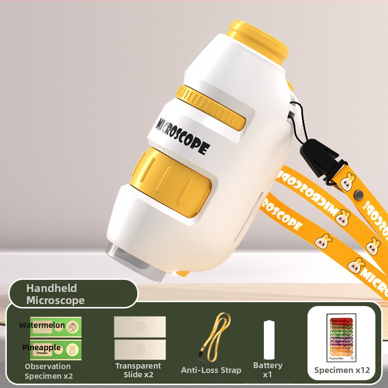 Laste mikroskoop 3-ühes, kompaktne hariv mänguasi, plastmassist, DIY-sõbralik, värvilises kastis pakendatud, mõeldud 4–6-aastastele, bioloogia/keemia (plastmass; DIY; värviline kast; 4–6 a.; bioloogia/keemia)
