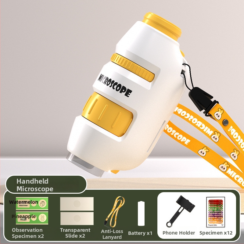 Laste mikroskoop 3-ühes, kompaktne hariv mänguasi, plastmassist, DIY-sõbralik, värvilises kastis pakendatud, mõeldud 4–6-aastastele, bioloogia/keemia (plastmass; DIY; värviline kast; 4–6 a.; bioloogia/keemia)