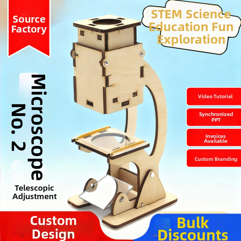 Mikroskoobi mudeli komplekt – puit, kokkupandav, STEM haridus 14+