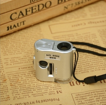 60x LED suurendusklaas raha tuvastamiseks ja antiikesemete identifitseerimiseks – nahkkott ja kaelarõngas, kaasaskantav mikroskoop