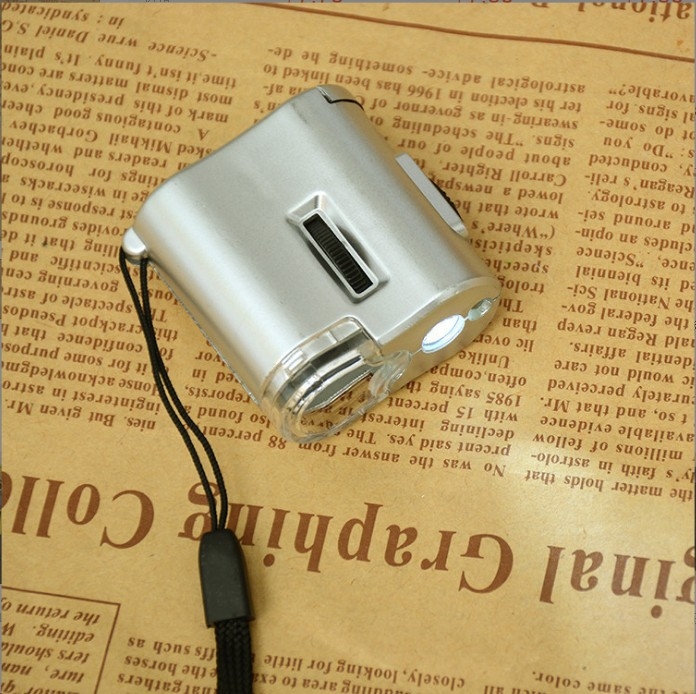 60x LED suurendusklaas raha tuvastamiseks ja antiikesemete identifitseerimiseks – nahkkott ja kaelarõngas, kaasaskantav mikroskoop