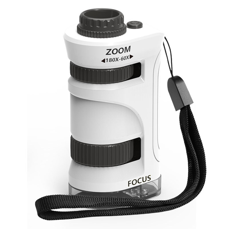 Портативен ръчен микроскоп и лупа – комплект за биология и химия, пластмасова конструкция, неелектрически, за възраст 7–14