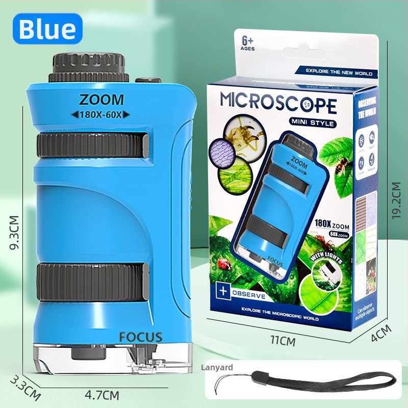 Portatiivne käsimikroskoop ja suurendusklaas – bioloogia ja keemia katsete komplekt, plastkonstruktsioon, mitteelektriline, mitmekülgne, 7–14 aastat