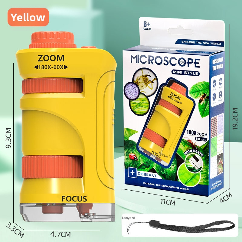 Portatiivne käsimikroskoop ja suurendusklaas – bioloogia ja keemia katsete komplekt, plastkonstruktsioon, mitteelektriline, mitmekülgne, 7–14 aastat