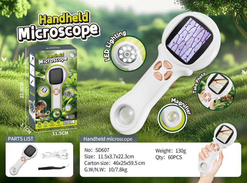 Детски микроскоп с екран – пълен комплект за научни експерименти, електрически, ABS материал, 7–14 години, код 3171