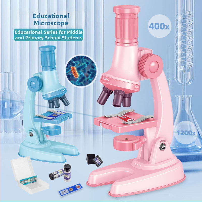 Laste mikroskoop 1200x suurendus – bioloogia eksperimentide komplekt 7–14-aastastele, plastikkorpus, mitte-elektriline, DIY-sõbralik