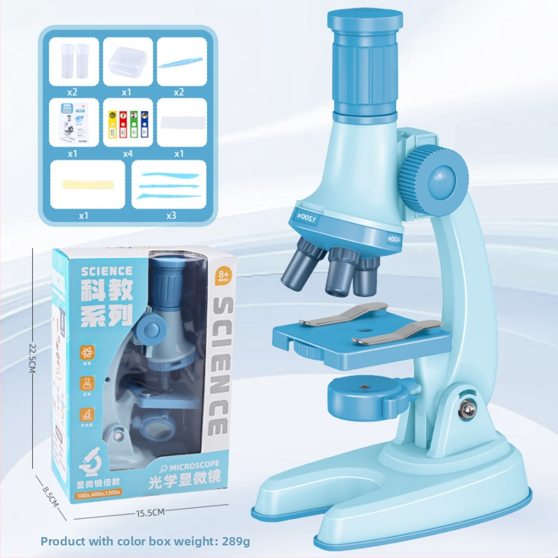 Laste mikroskoop 1200x suurendus – bioloogia eksperimentide komplekt 7–14-aastastele, plastikkorpus, mitte-elektriline, DIY-sõbralik