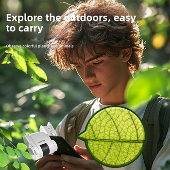 Nešiojamasis optinis mikroskopas su didinamuoju stiklu — Mokomoji mokslo žaislas vaikams 7–14 metų, Learn from Yuma, plastikas, 3C sertifikatas 2021152202038574