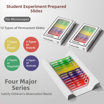 Σετ πλαστικών βιολογικών παρασκευασμάτων για εκπαίδευση μικροσκοπίου, DIY, 12 κουτιά, για ηλικίες 7–14 ετών