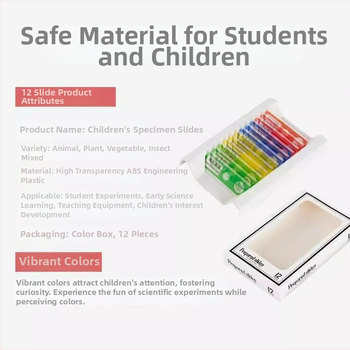 Σετ πλαστικών βιολογικών παρασκευασμάτων για εκπαίδευση μικροσκοπίου, DIY, 12 κουτιά, για ηλικίες 7–14 ετών