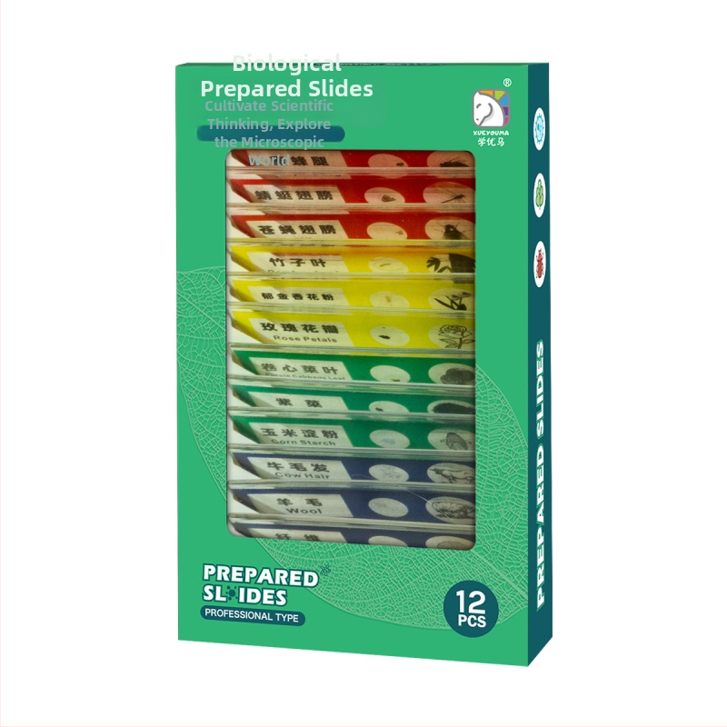 Σετ πλαστικών βιολογικών παρασκευασμάτων για εκπαίδευση μικροσκοπίου, DIY, 12 κουτιά, για ηλικίες 7–14 ετών