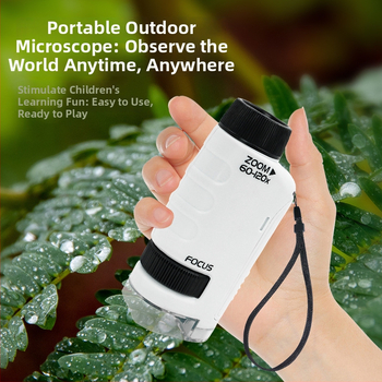 Kaasaskantav mikroskoop teaduskatseteks — käsitsi kasutatav, plastikust, bioloogia/keemia õppe mänguasi 7–14-aastastele (käsitsi kasutatav, plastikust, bioloogia/keemia, 7–14)