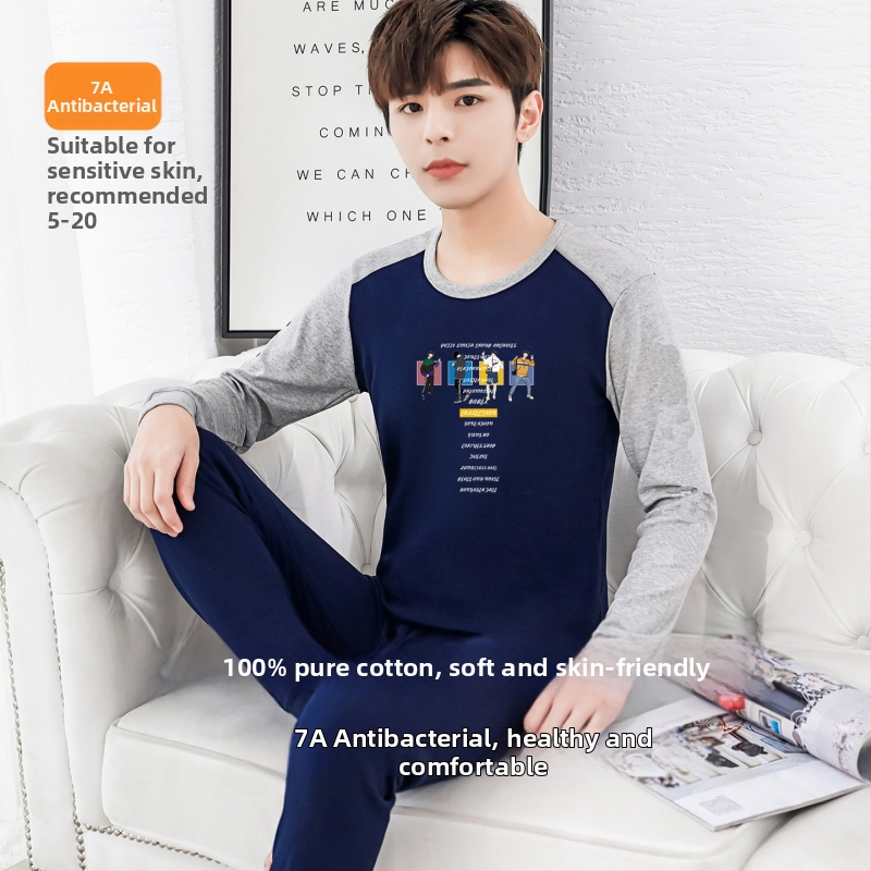 Комплект термобельо за юноши – изцяло памук, дишащ, антибактериален, топъл, еднослоен, умерено тегло