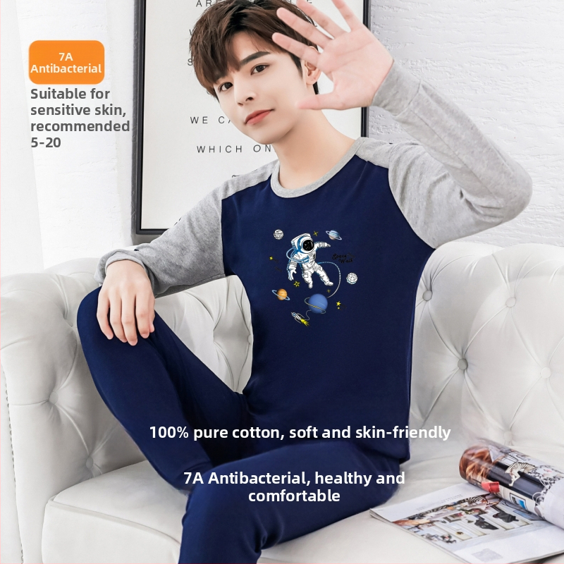 Комплект термобельо за юноши – изцяло памук, дишащ, антибактериален, топъл, еднослоен, умерено тегло