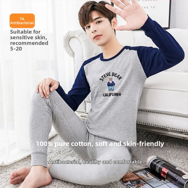 Комплект термобельо за юноши – изцяло памук, дишащ, антибактериален, топъл, еднослоен, умерено тегло