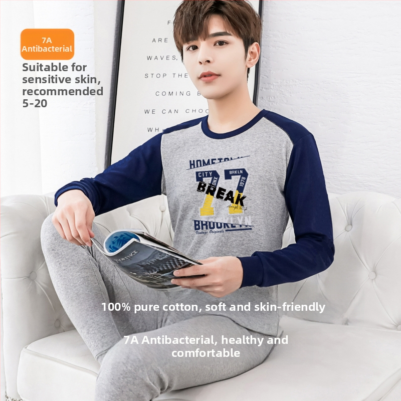 Комплект термобельо за юноши – изцяло памук, дишащ, антибактериален, топъл, еднослоен, умерено тегло