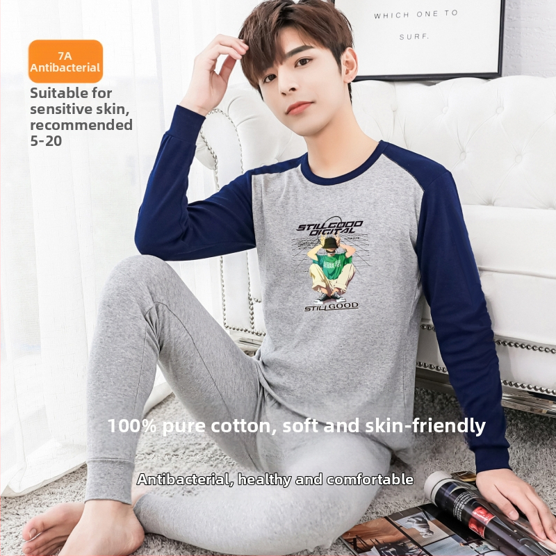 Комплект термобельо за юноши – изцяло памук, дишащ, антибактериален, топъл, еднослоен, умерено тегло