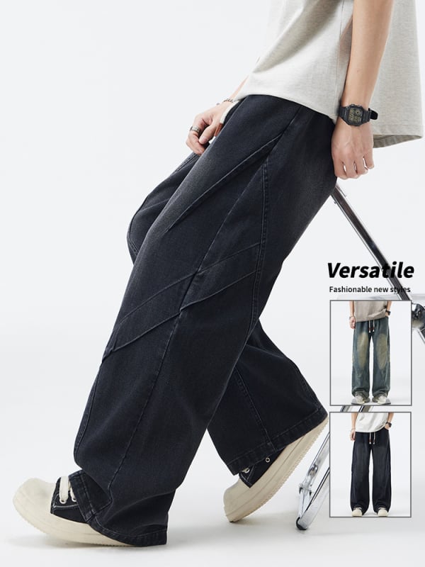 Meeste puuvillased teksad sisemise fliisiga, pliseeritud, sirge lõige, keskmine vöökoht