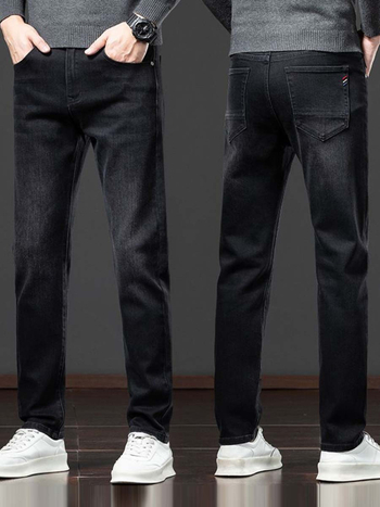Muške traperice ravnog kroja, srednji porast, 73% pamuk denim, gusta tkanina, zatvarač na zip