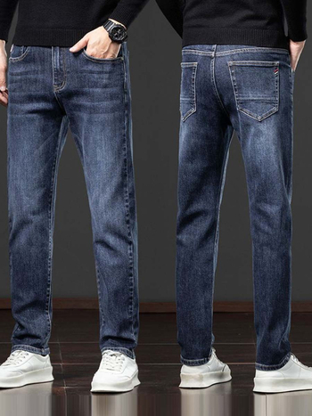 Muške traperice ravnog kroja, srednji porast, 73% pamuk denim, gusta tkanina, zatvarač na zip